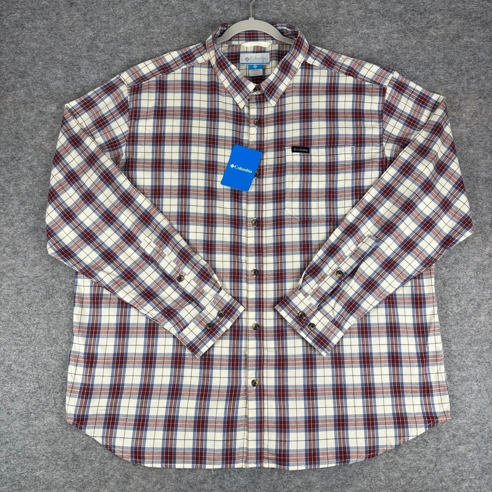 Columbia Vapor Ridge III Plaid Long Sleeve Button Down Shirt Mens 2XL XXL